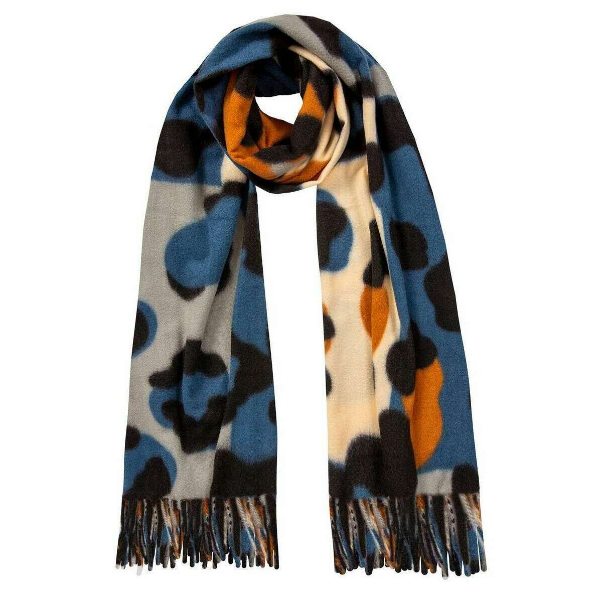 Dents Colourful Leopard Print Scarf - Royal Blue/Tan