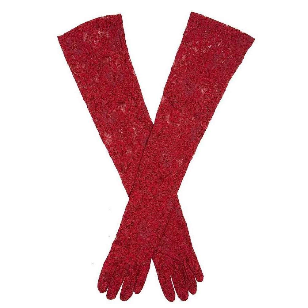 Dents Elouise Long Opera Lace Gloves - Claret Red