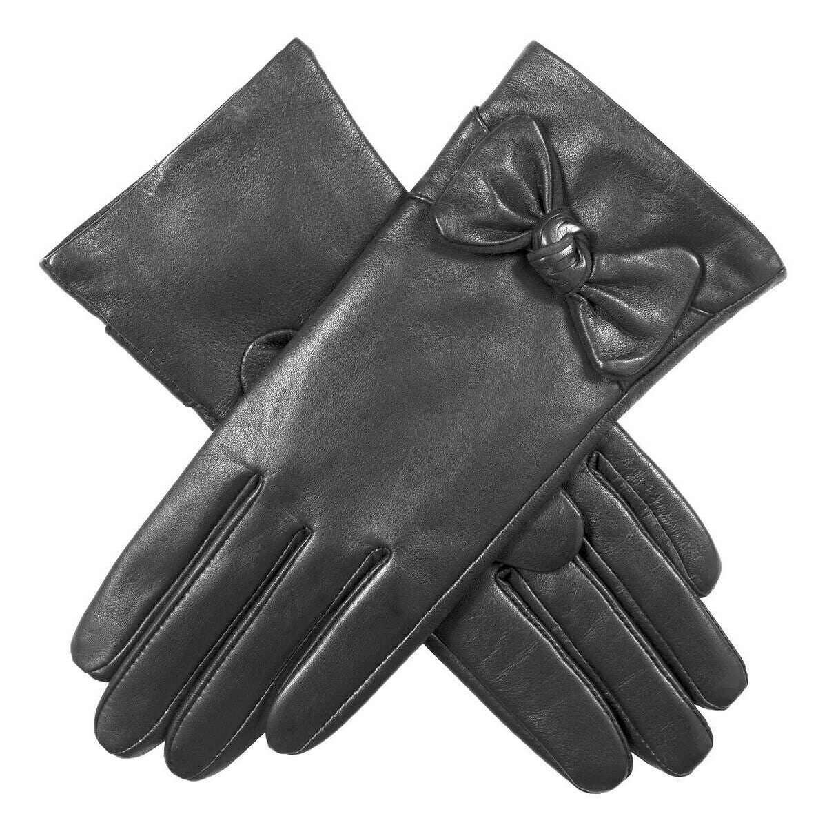 Dents Faye Touchscreen Wool-Lined Leather Gloves - Charcoal Grey