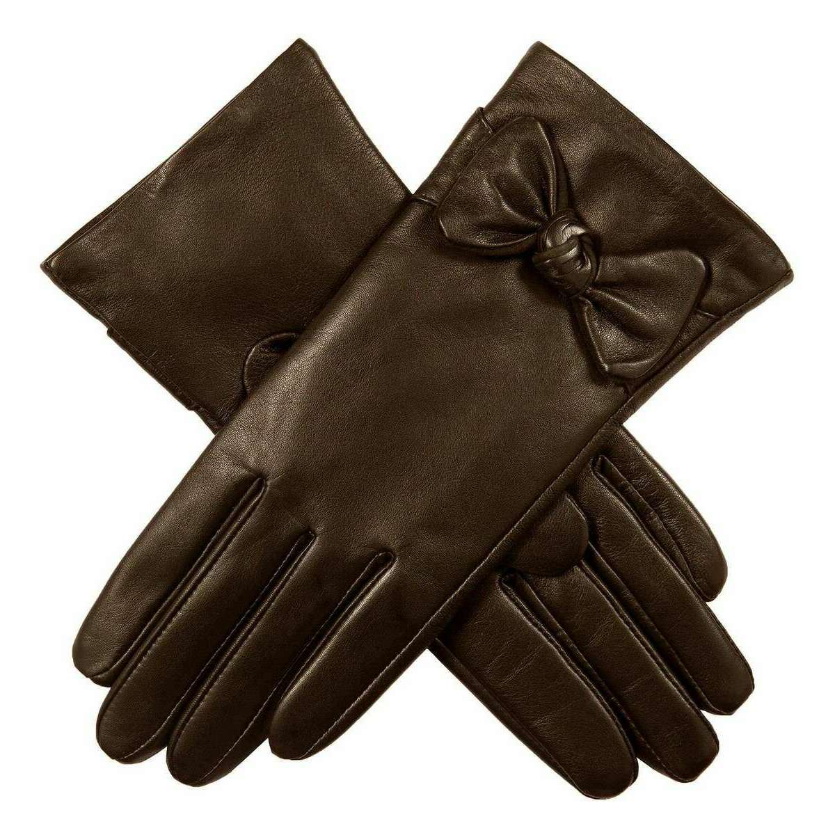 Dents Faye Touchscreen Wool-Lined Leather Gloves - Mocca Brown