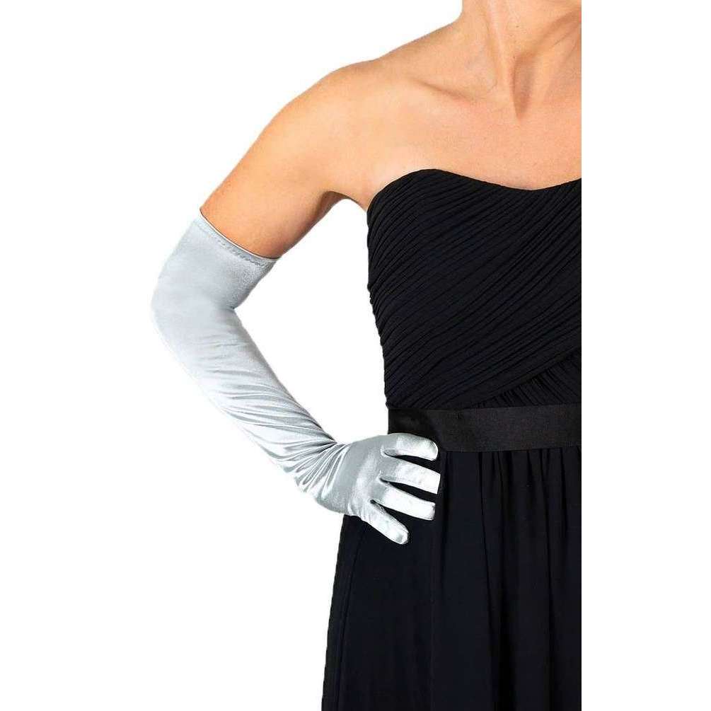 Dents Kendall Long Above Elbow Satin Gloves - Silver
