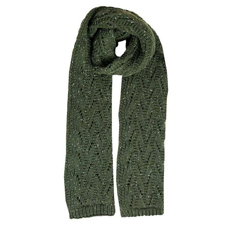 Dents Lace Knitted Scarf - Olive Green