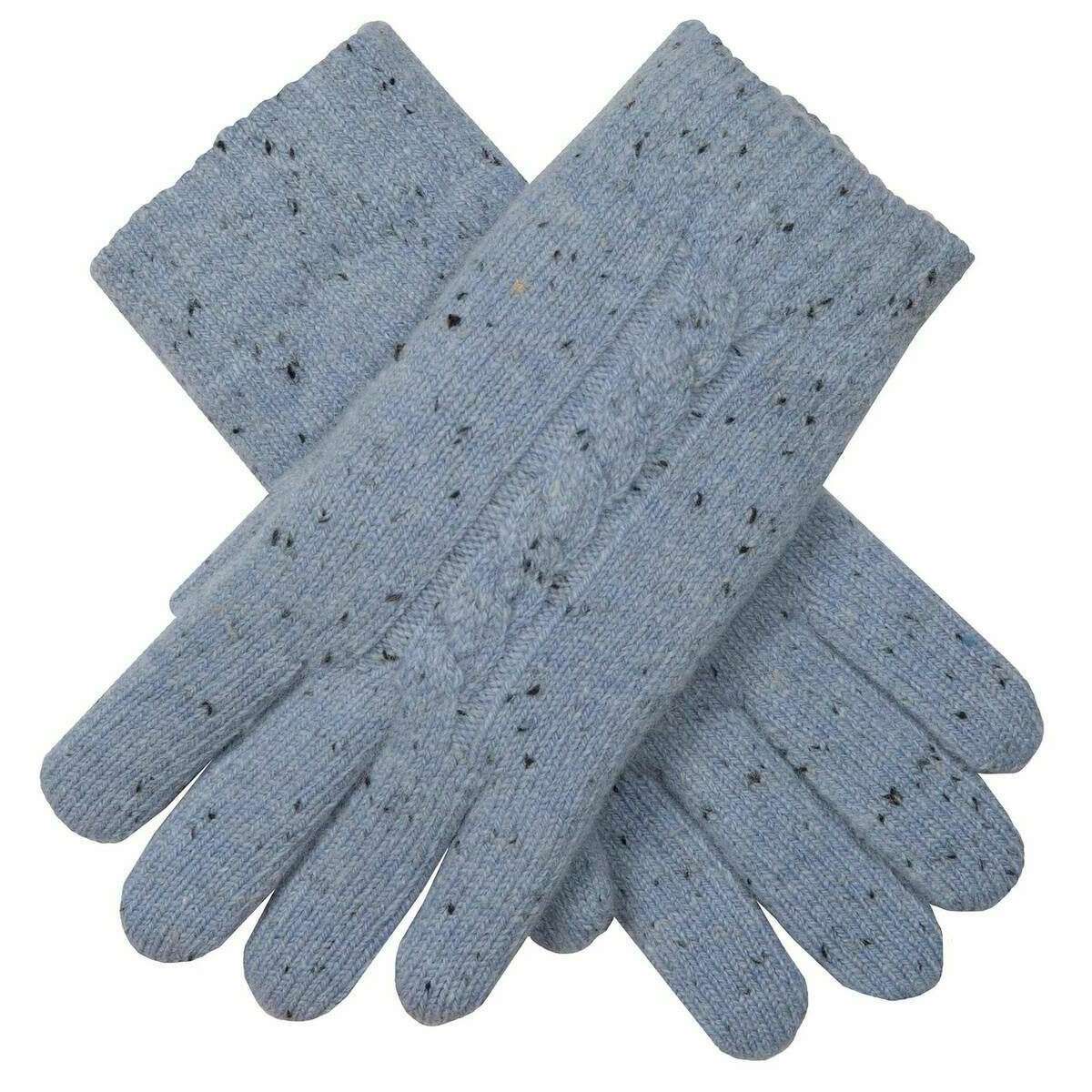 Dents Marl Yarn Cable Knit Gloves - Cornflower Blue