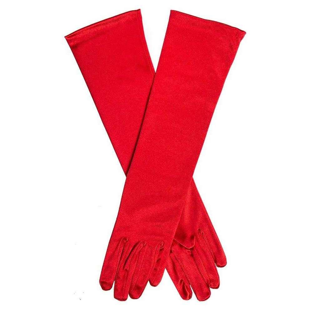 Dents Melissa Long Below Elbow Satin Gloves - Berry Red
