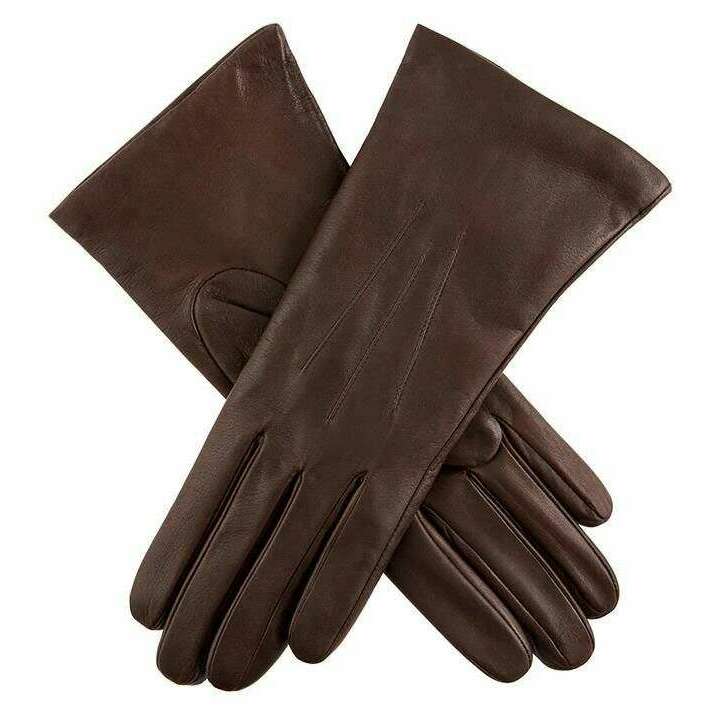 Dents Tina Three-Point Cashmere-Lined Shorter Finger Leather Gloves - Mocca Brown
