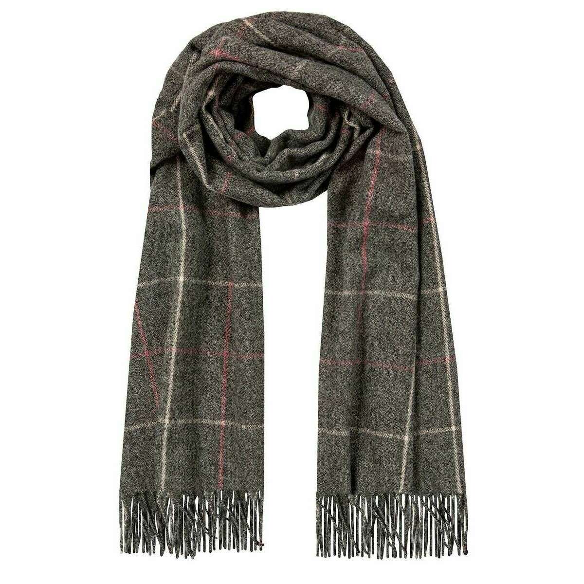 Dents Windowpane Check Scarf - Charcoal Grey