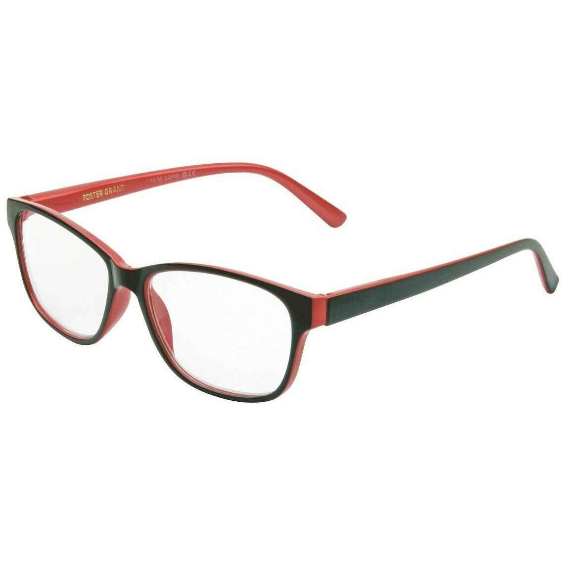Foster Grant Loire Reading Glasses - Shiny Black/Metallic Red