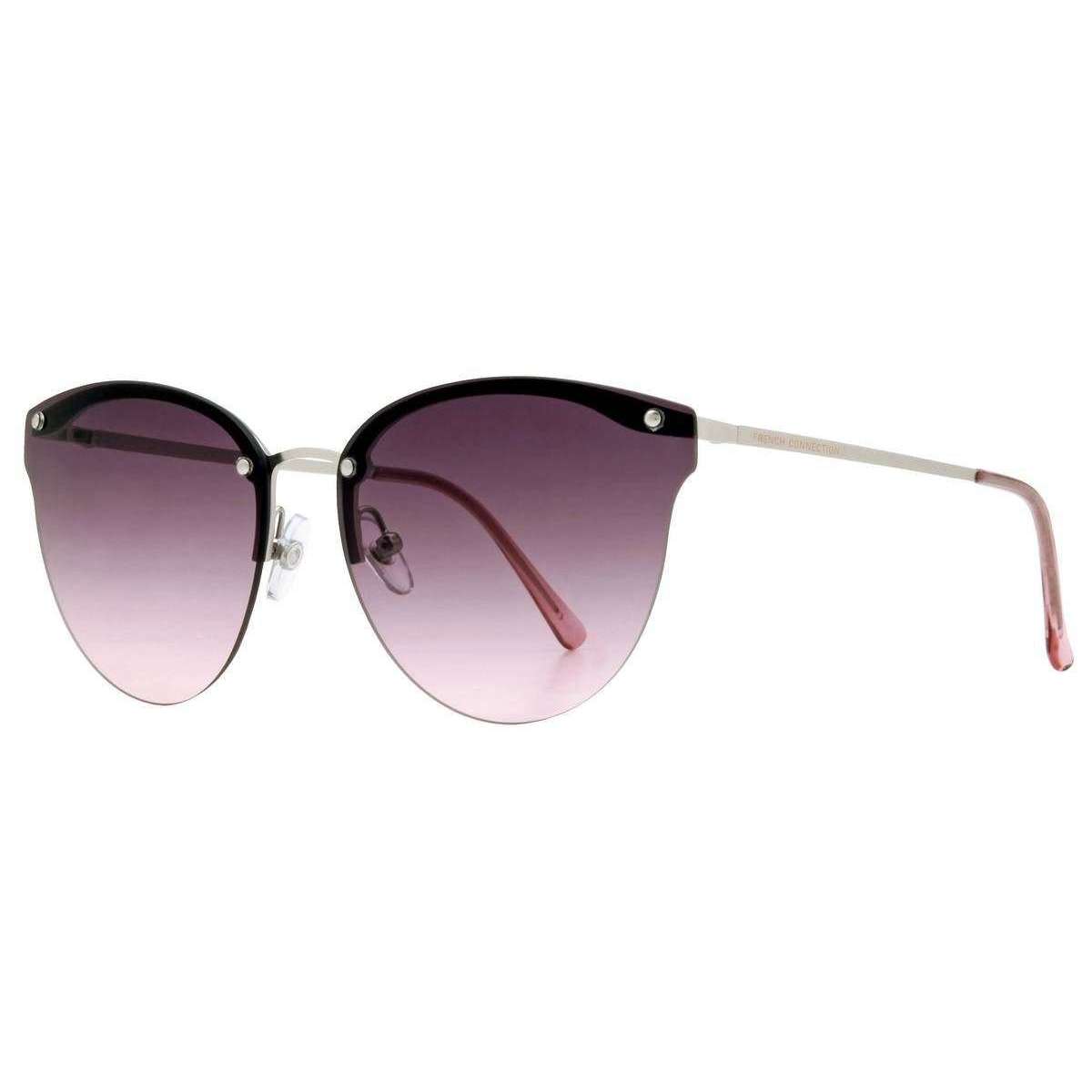 French Connection Preppy Metal Brow Rimless Sunglasses - Pink/Silver