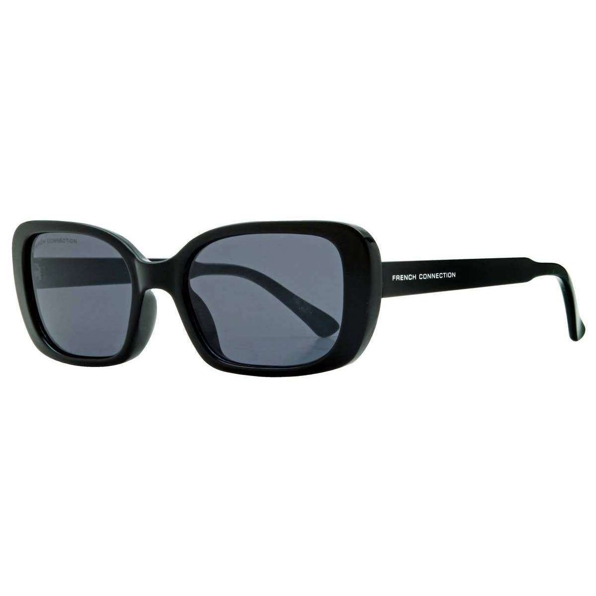 French Connection Rectangle Sunglasses - Shiny Black/Smoke Grey