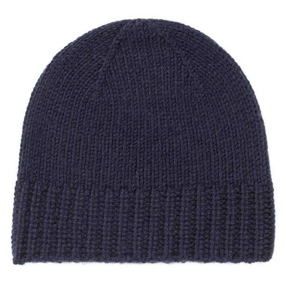 Johnstons of Elgin Jersey Cuff Cashmere Beanie - Navy