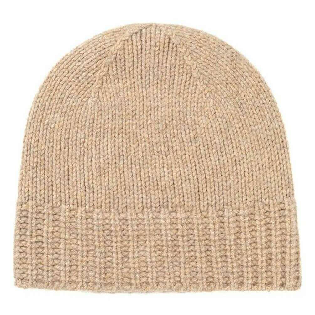 Johnstons of Elgin Jersey Cuff Cashmere Beanie - Oatmeal Beige