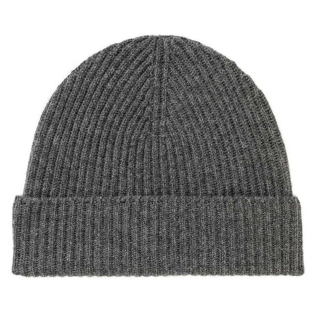 Johnstons of Elgin Ribbed Cashmere Beanie - Mid Grey
