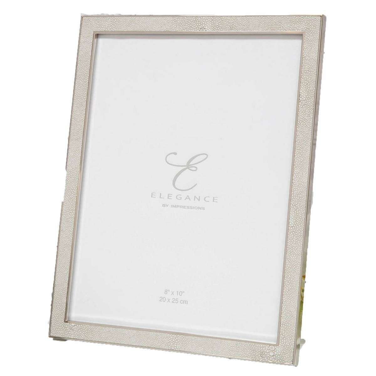 Juliana Elegance Metal Plated Faux Shagreen Photo Frame 8 x 10 - Cream/Silver