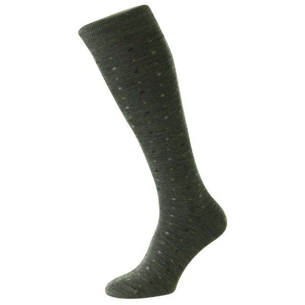 Pantherella Lewisham Neat Motif Merino Royale Over the Calf Socks - Mid Grey Mix