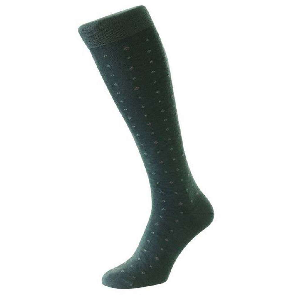 Pantherella Lewisham Neat Motif Merino Royale Over the Calf Socks - Teal