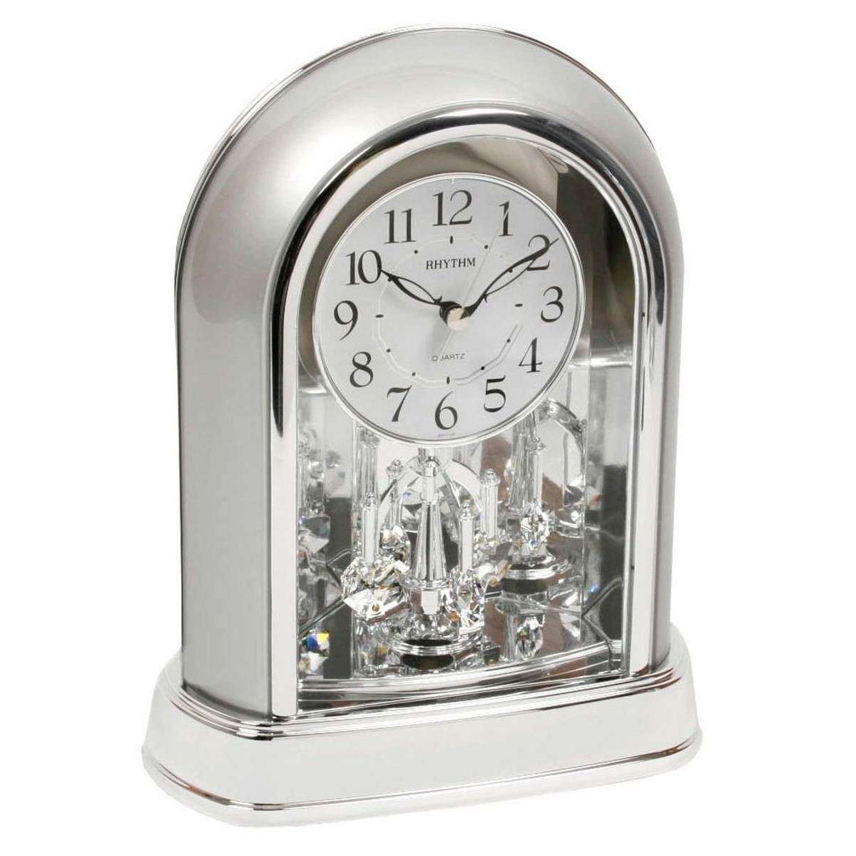 Rhythm Two Tone Mantel Clock - Silver
