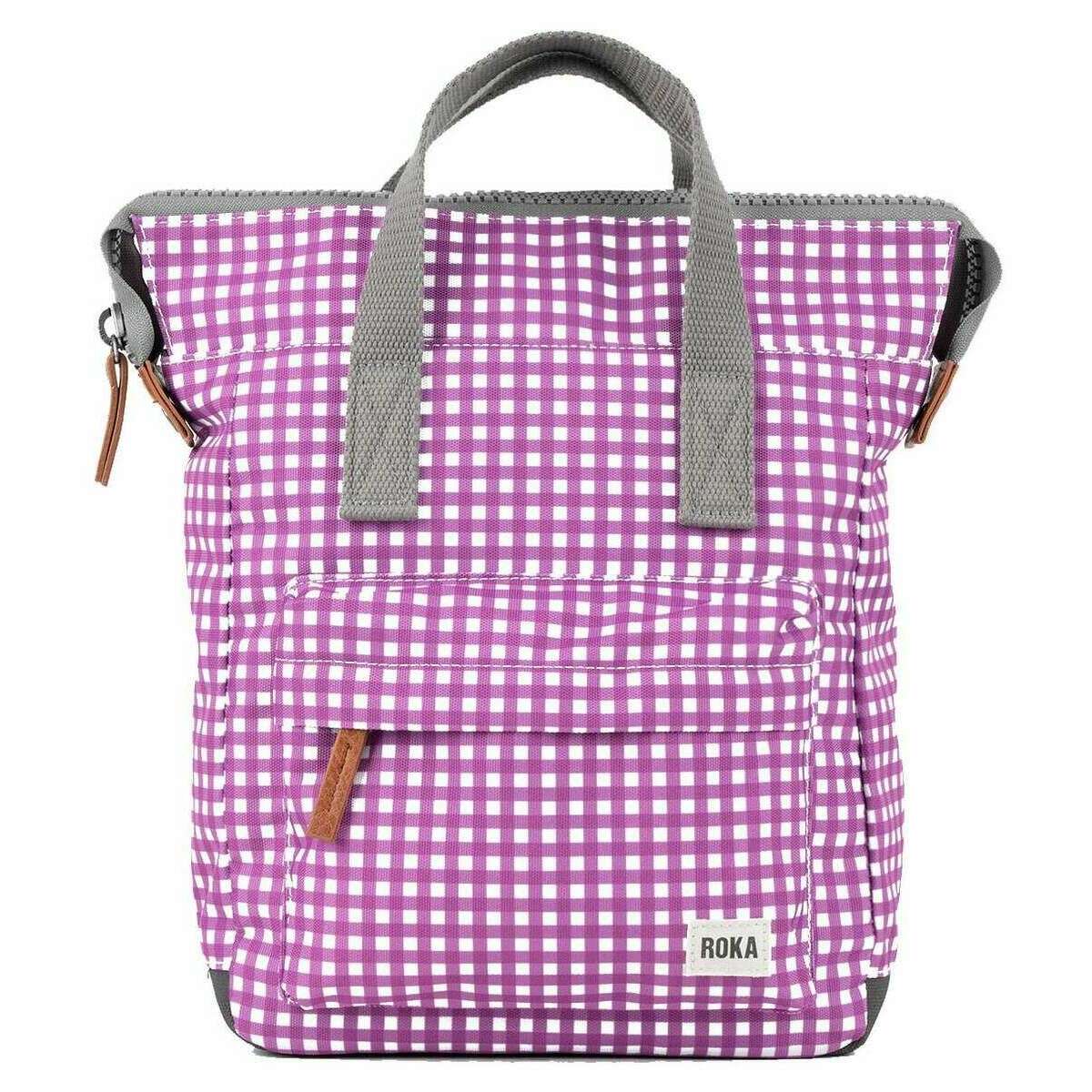 Roka Bantry B Small Gingham Recycled Canvas Backpack - Purple