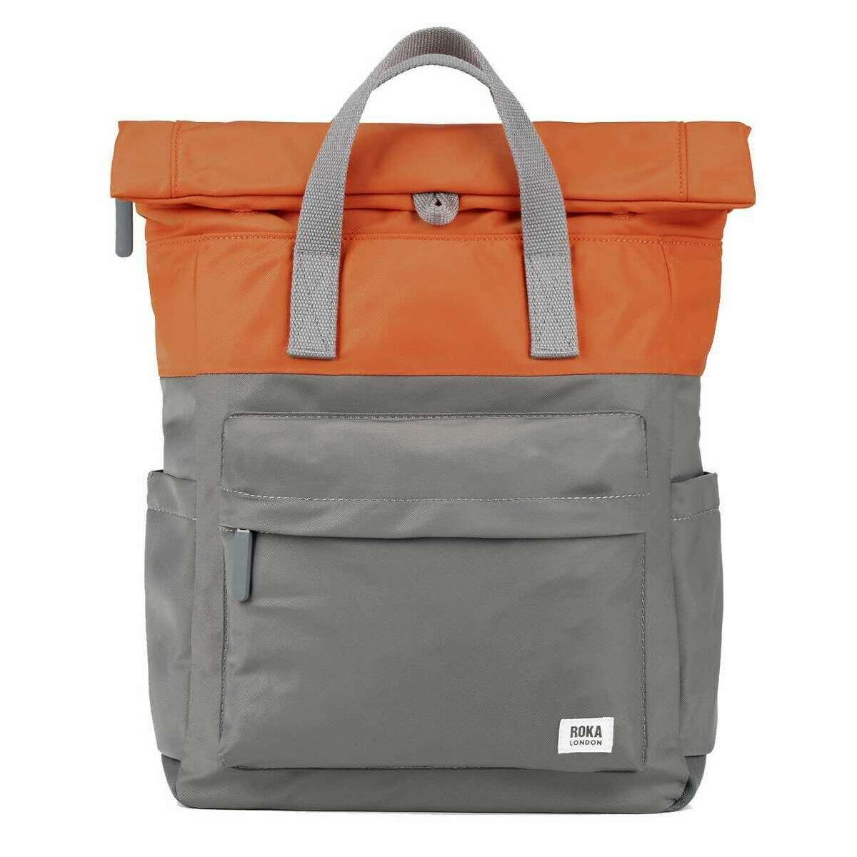 Roka Canfield B Medium Creative Waste Two Tone Recycled Nylon Backpack - Graphite Grey/Burnt Orange