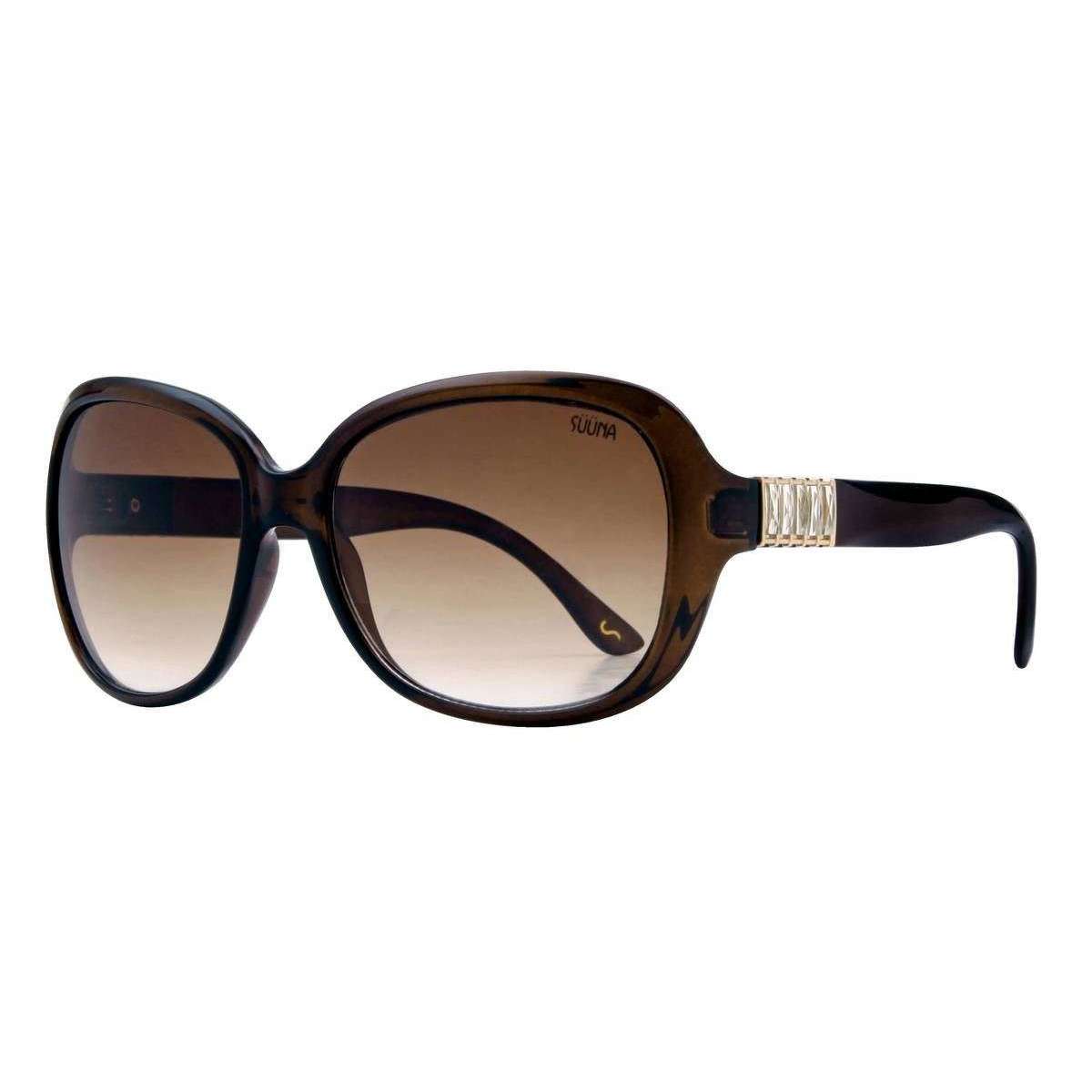 Suuna Oversized Glam Square Sunglasses - Dark Crystal Burgundy/Brown