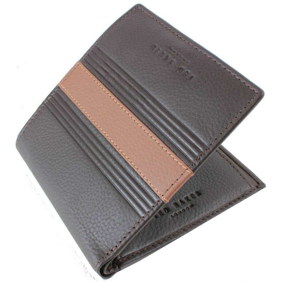 Ted Baker Evon Striped Bifold Coin Wallet - Chocolate Brown
