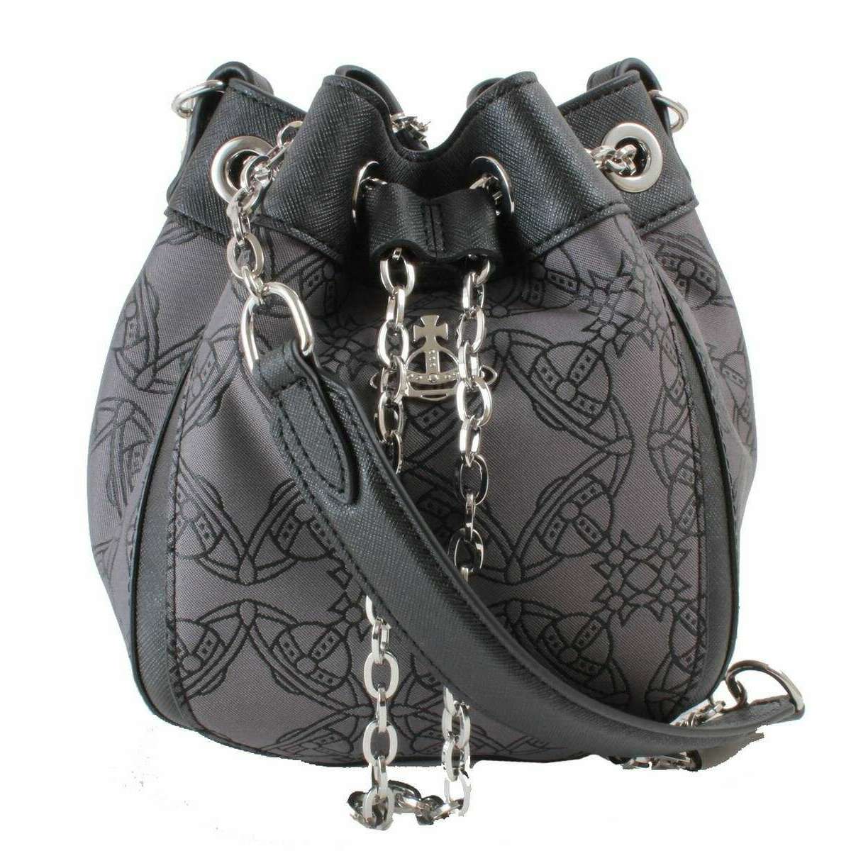 Vivienne Westwood Chrissy Re Jacquard Orborama Small Bucket Bag - Black/Grey