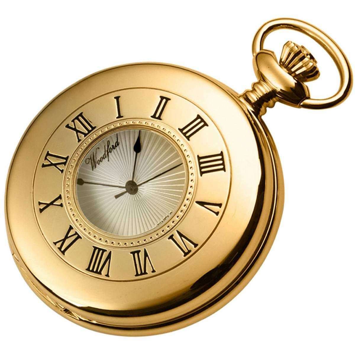 Woodford Half Hunter Mechanical Pocket Watch - Gold