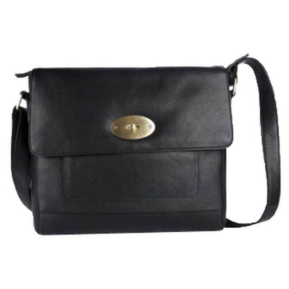 Ashwood Leather Messenger Bag - Black