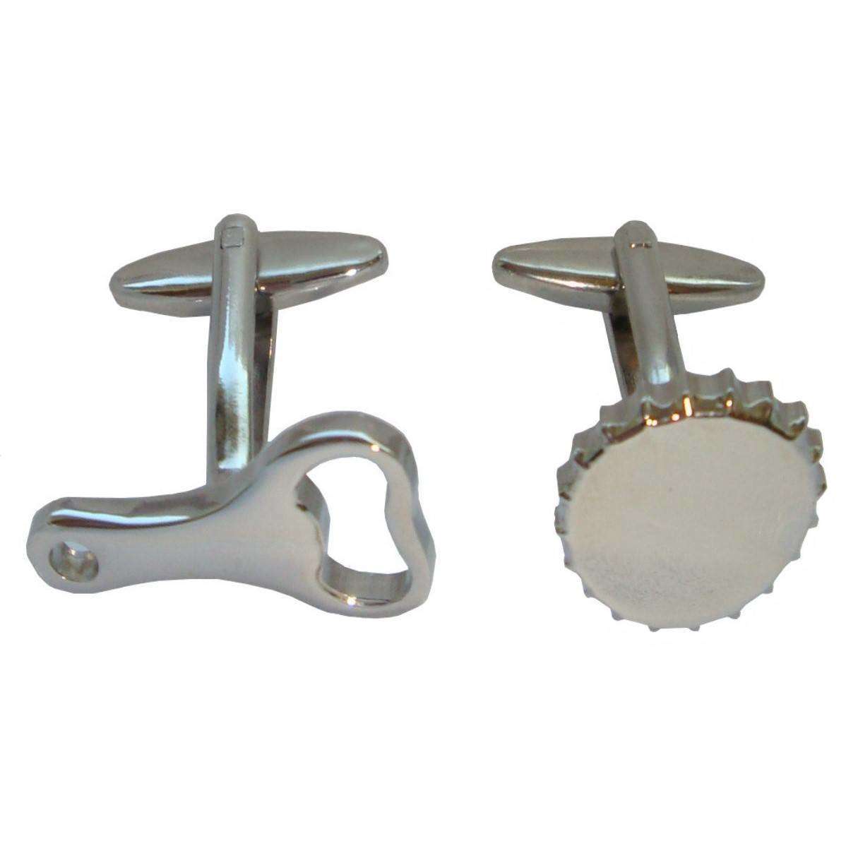 Bassin and Brown Bottle Opener and Cap Cufflinks - Silver