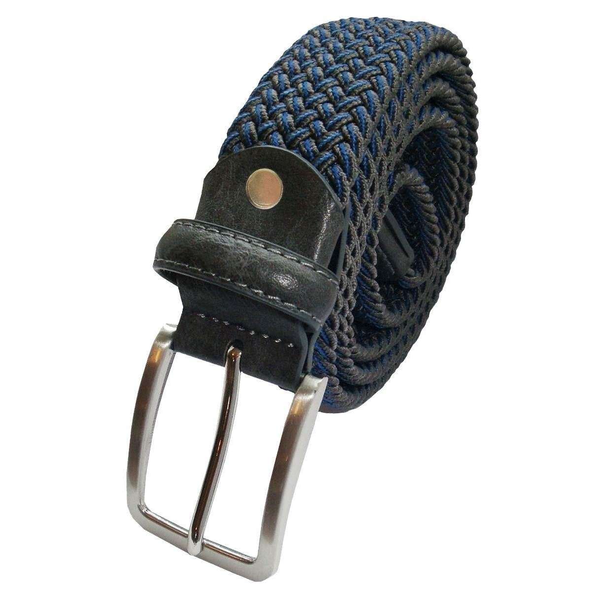 Bassin and Brown Chevron Stripe Woven Belt - Charcoal Grey/Blue