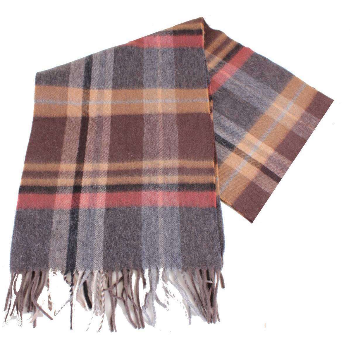Bassin and Brown Cruyff Checked Wool Scarf - Brown/Chocolate