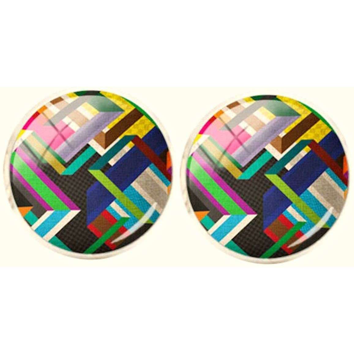 Bassin and Brown Geometric Stripe Cufflinks - Multi-colour