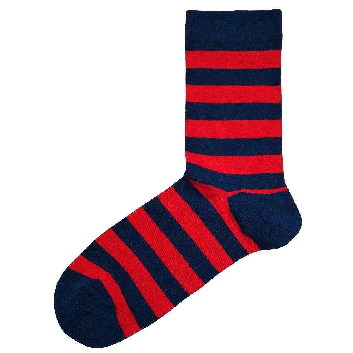 Bassin and Brown Hooped Stripe Socks - Red/Blue