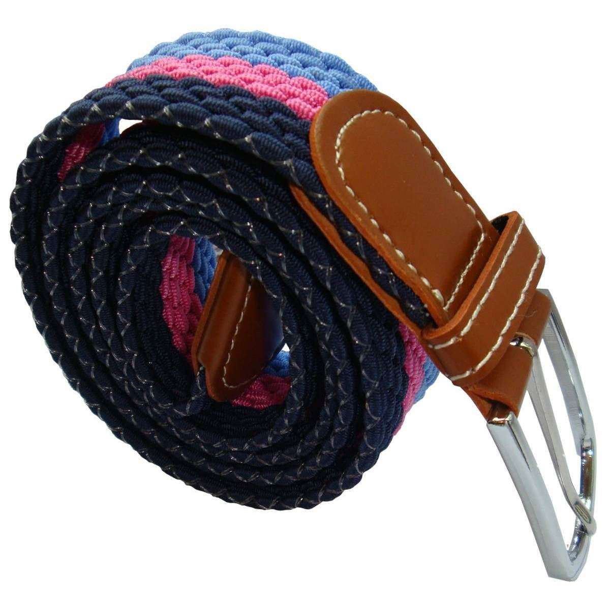 Bassin and Brown Horizontal Stripe Woven Belt - Blue/Pink/Navy