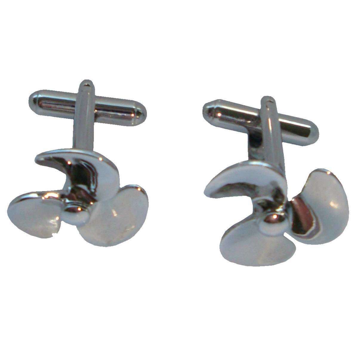 Bassin and Brown Propeller Cufflinks - Silver