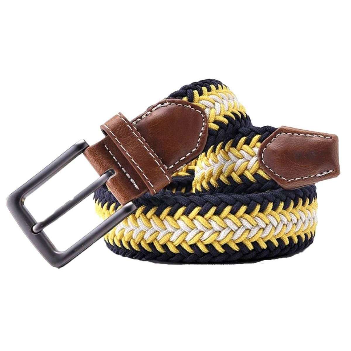 Bassin and Brown Timbs Arrow Stripe Woven Belt - Yellow/Navy/White