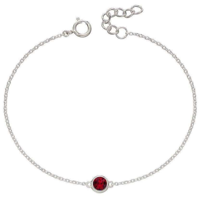 Beginnings July Birthstone Bracelet - Silver/Ruby Red
