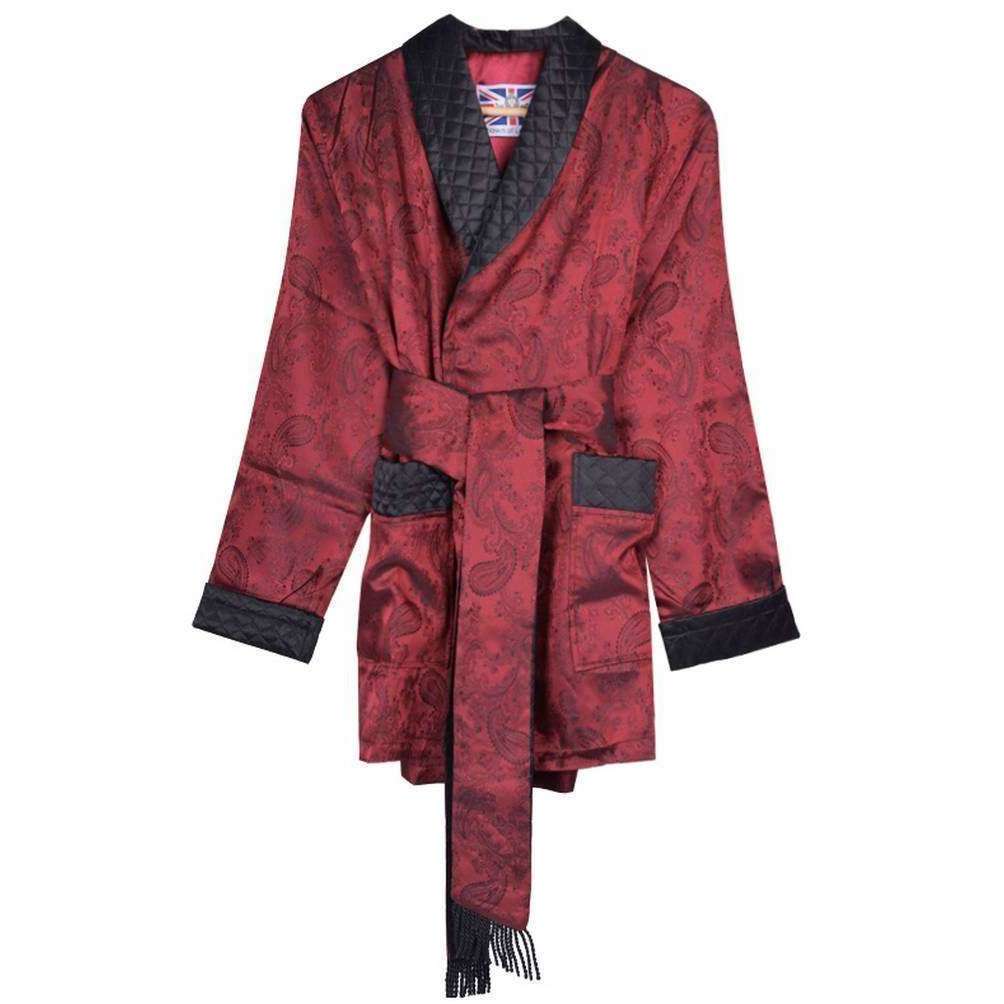 Bown of London Clarke Short Smoking Jacket - Claret Burgundy