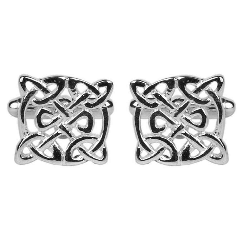 David Van Hagen Circular Celtic Cufflinks - Silver