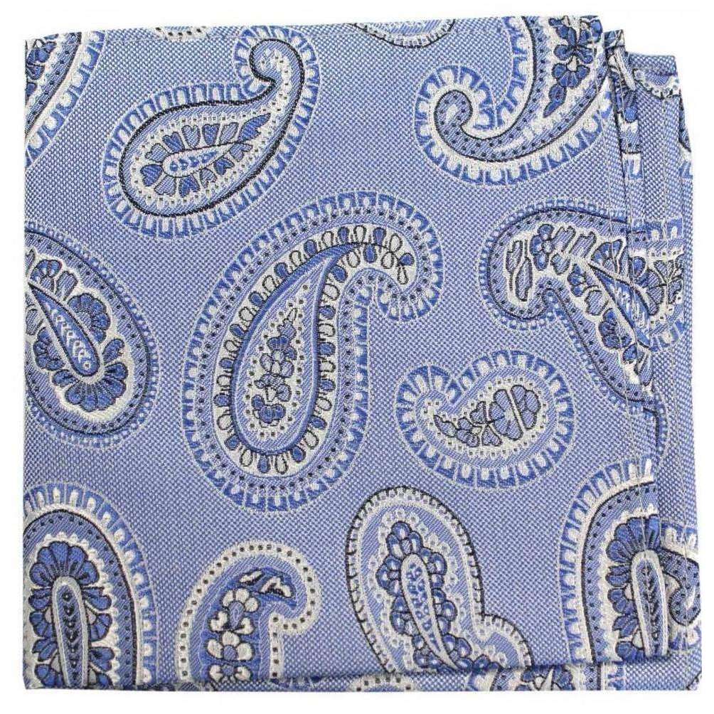 David Van Hagen Classic Paisley Silk Pocket Square - Blue