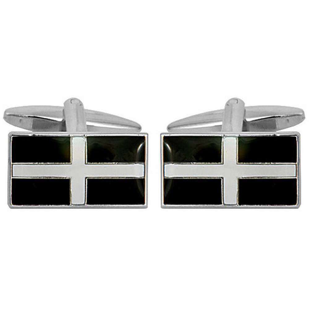 David Van Hagen Cornish St Piran Flag Cufflinks - Black/White