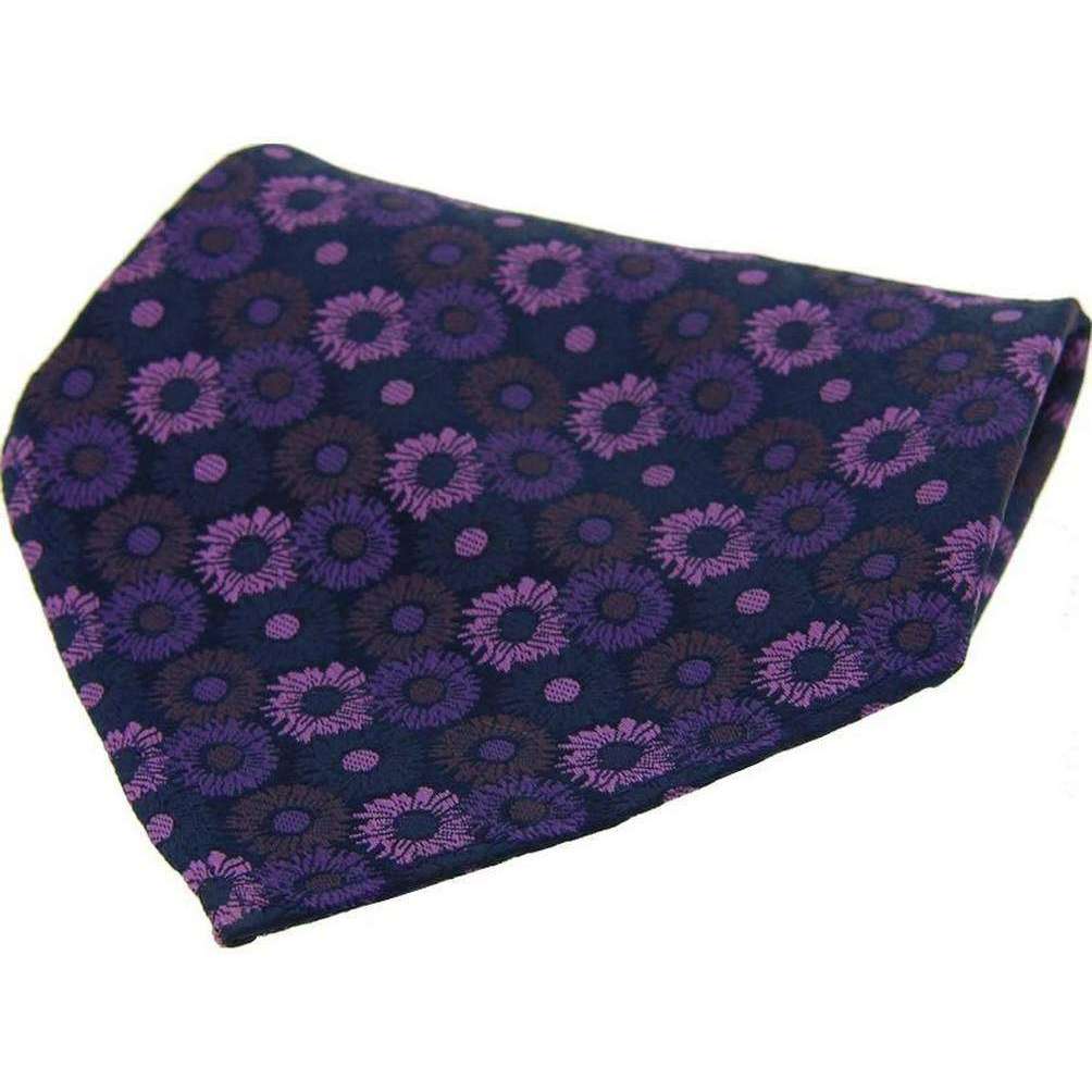 David Van Hagen Floral Patterned Silk Pocket Square - Purple