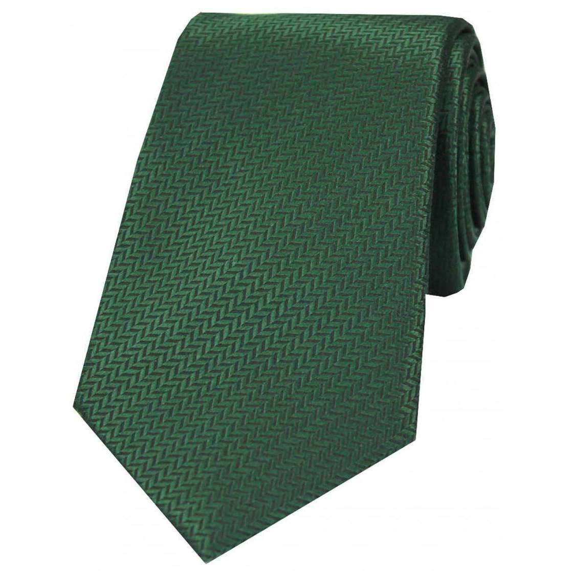 David Van Hagen Herringbone Silk Tie - Racing Green