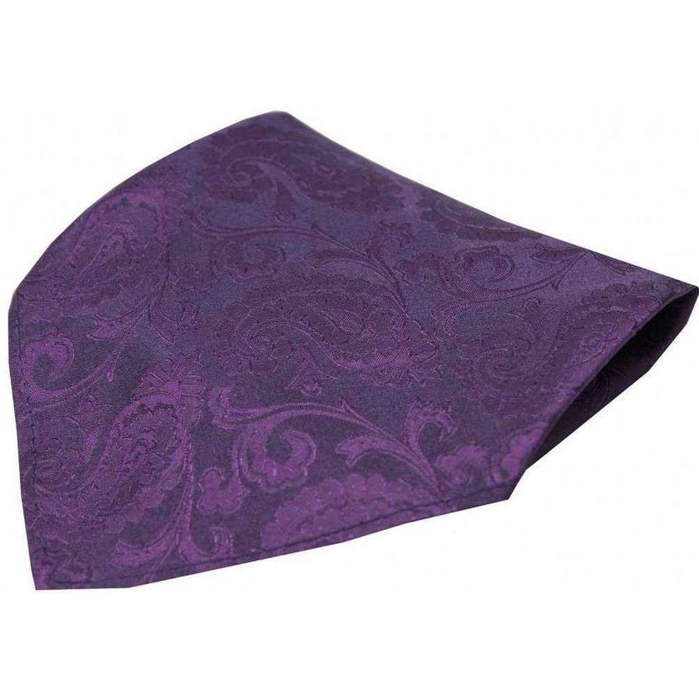 David Van Hagen Paisley Silk Pocket Square - Purple