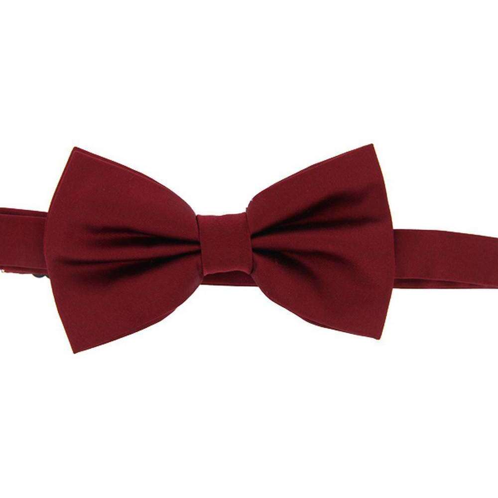 David Van Hagen Plain Satin Silk Bow Tie - Wine