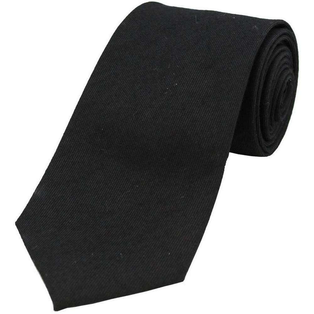 David Van Hagen Plain Wool Rich Tie - Black