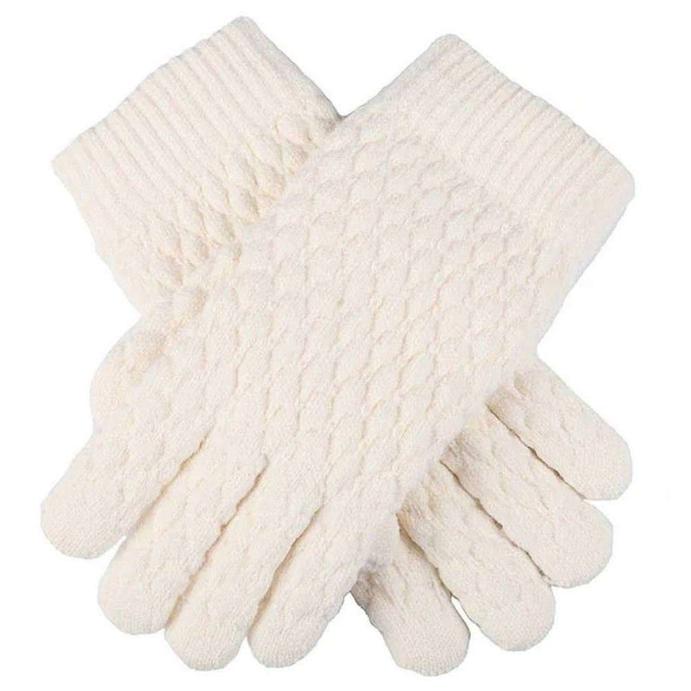 Dents Bubble Texture Knit Gloves - Winter White