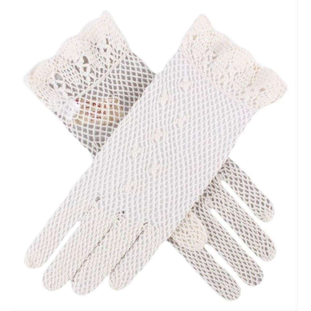 Dents Cotton Crochet Gloves - Ecru Cream