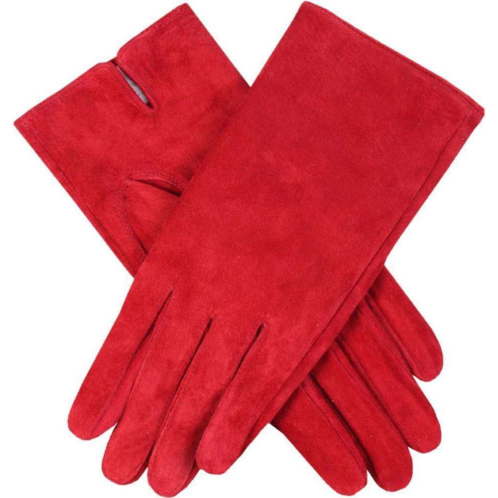 Dents Emily Plain Suede Gloves - Berry Red