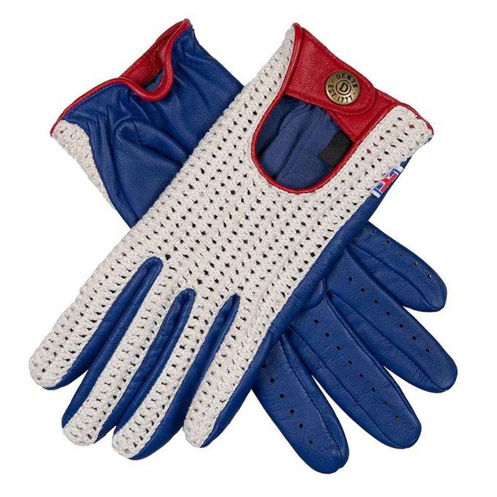 Dents Jubilee Union Jack Leather Driving Gloves - Blue/White/Red