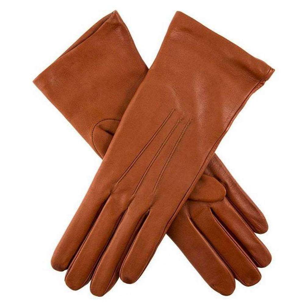 Dents Longleat Silk Lined Gloves - Cognac Brown/Pine Brown
